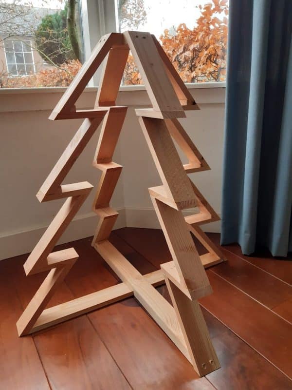 Houten Kerstboom met 4 zijden